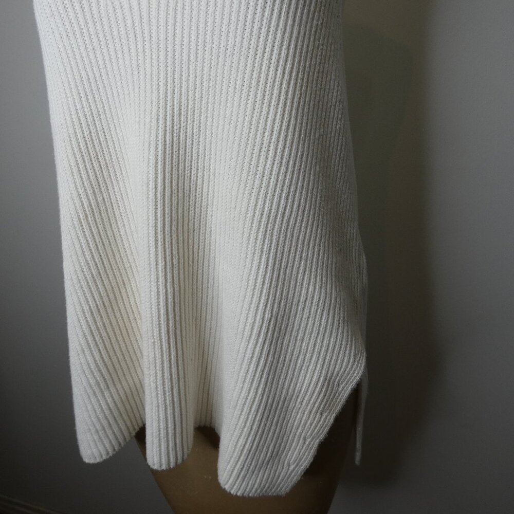 Helmut Lang Women's L Rib Knit Sweater Tank Top White 100% Cotton Double VNeck - Picture 4 of 10